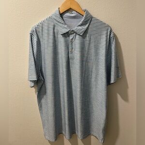Men's Striped Polo Shirt - Blue and White